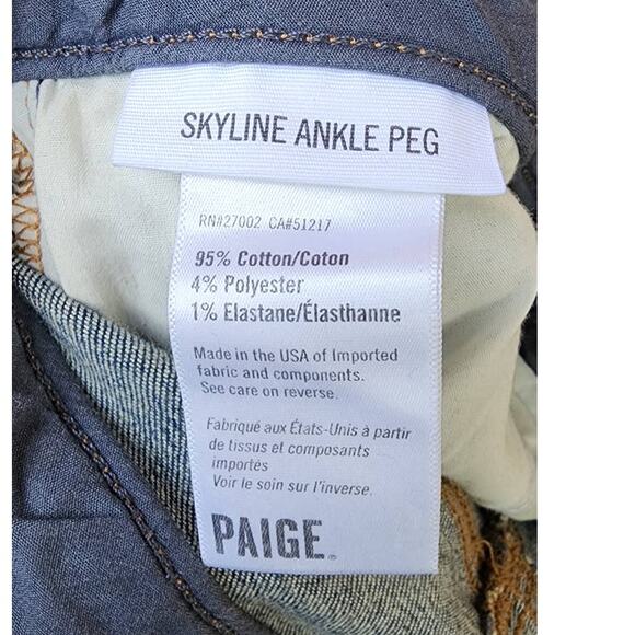 Paige Skyline Ankle Peg Raw Step Hem Mid-Rise Jeans Brookdale Size 25 - Picture 4 of 7